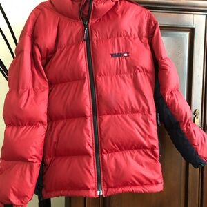Tommy Hilfiger Red and Navy Puffer Jacket Size L